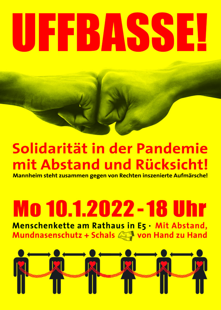 UFFBASSE! – Solidarität in der Pandemie – Mannheim – 3. Menschenkette