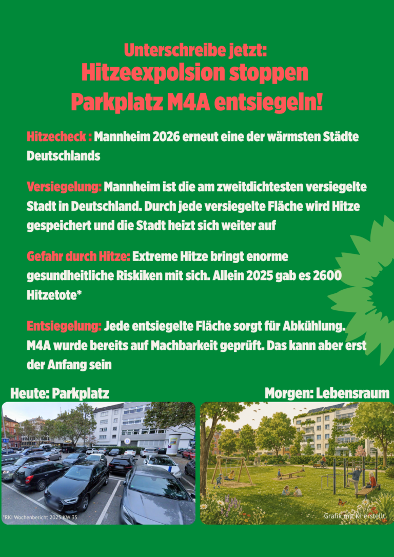 Mehr Grün statt Parkplätze: GRÜNE Mannheim drängen auf mehr Entsiegelung